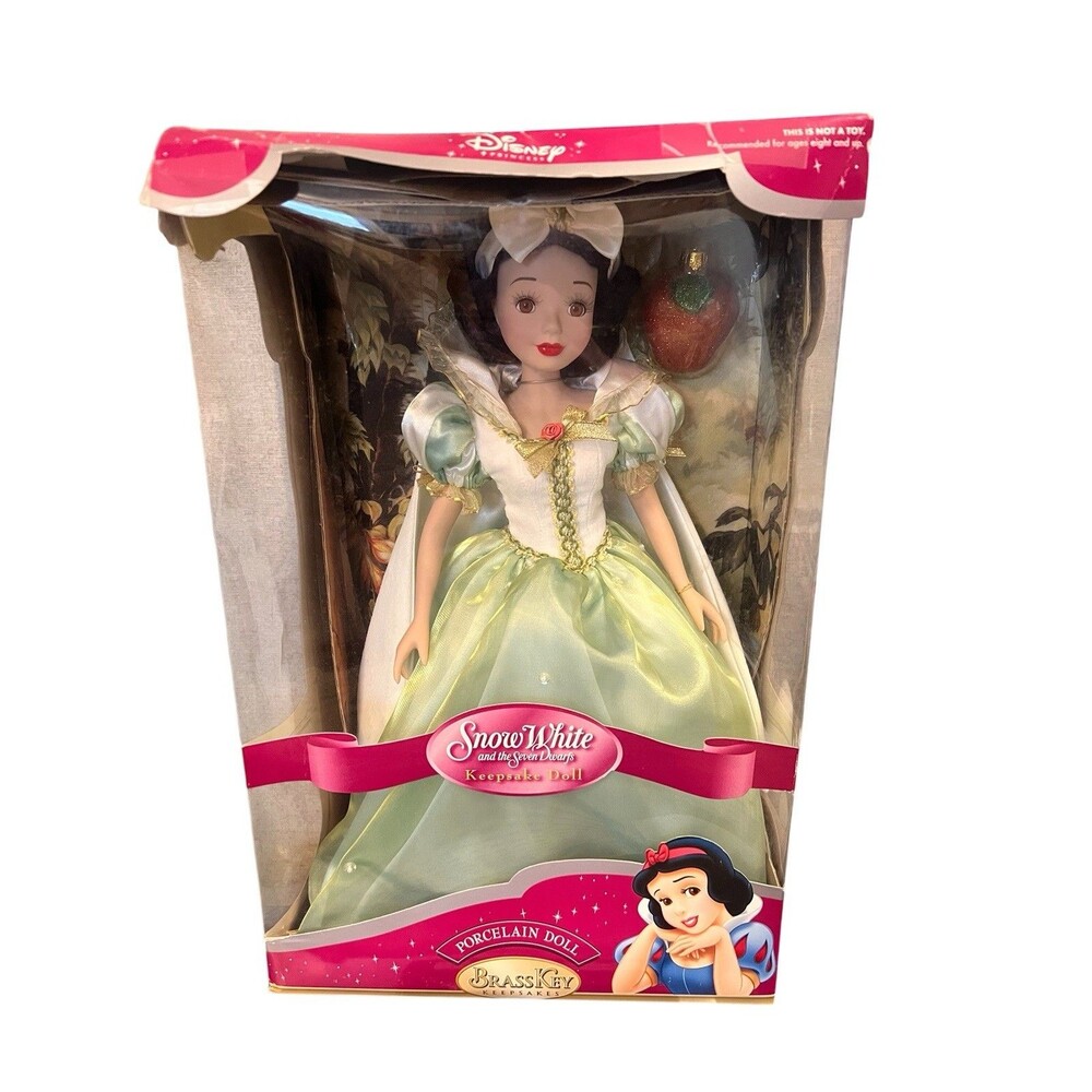 Disney Princess Snow White Brass Key  Doll Green Dress‎ - Box Has Damage